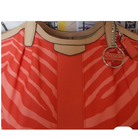 Coach Signature Devin Stripe Zebra Print Shoulder Bag - EUC - Picture 2 of 3